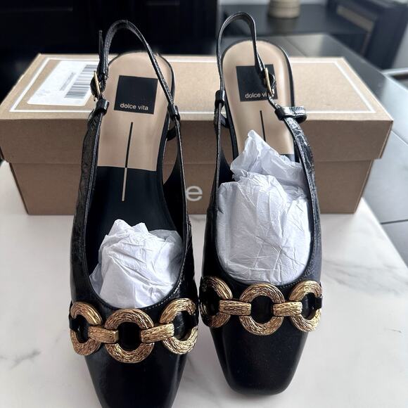 Dolce Vita Shoes - Dolce Vita Womens Ramano Adjustable Leather Slingbacks Midnight Size 8 $130 New